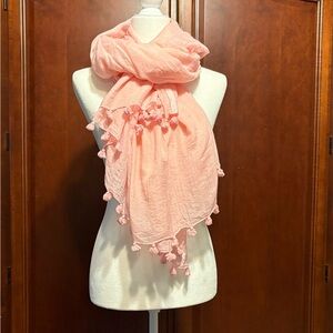 Melissa Odabash Light Pink Pom Pom Pareo Feminine Scarf